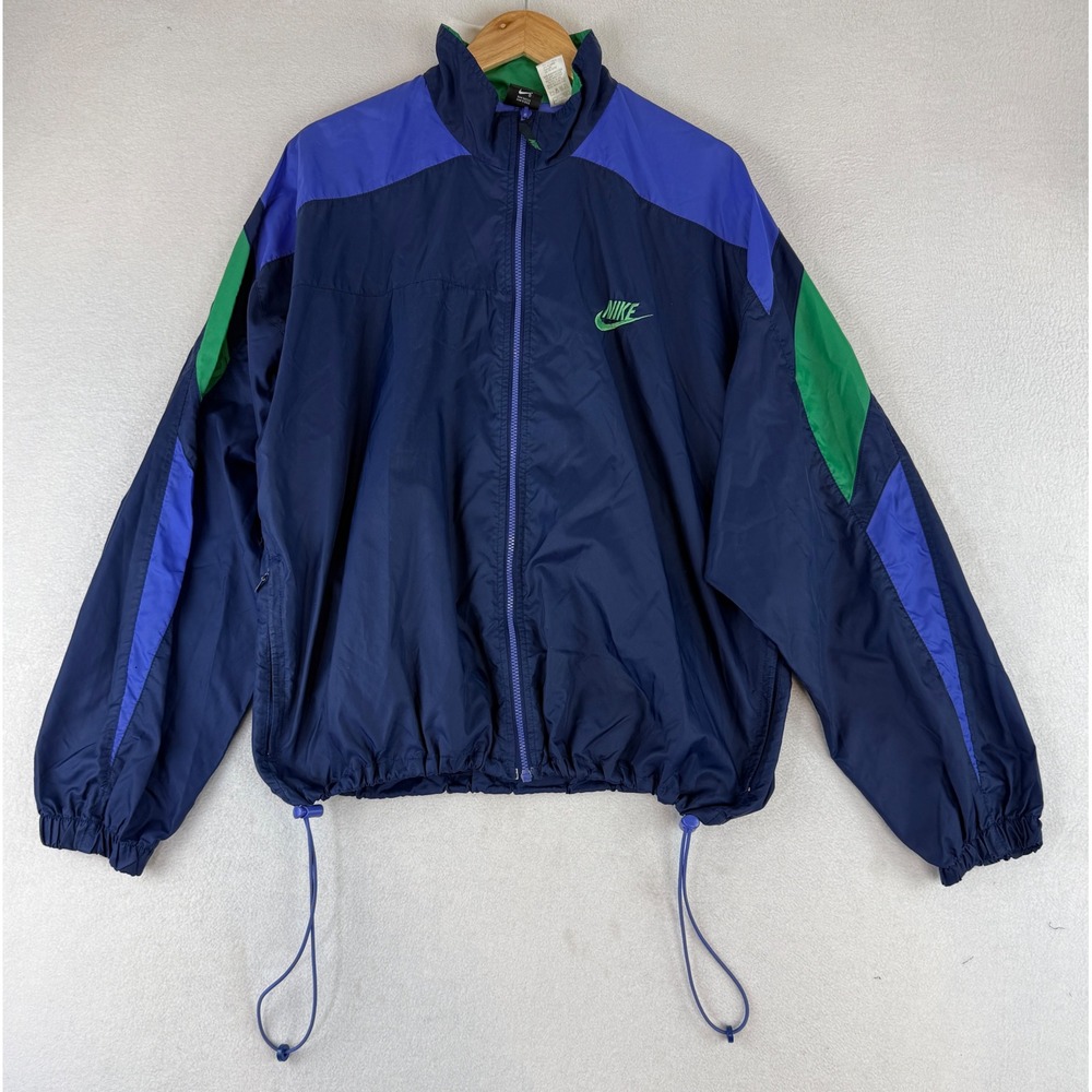 Nike Windbreaker Jacket Mens Large Blue Colorblock Vintage Full Zip S40510SCI